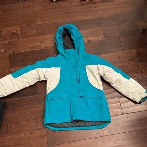 Lands End Turquoise and White Snow Jacket